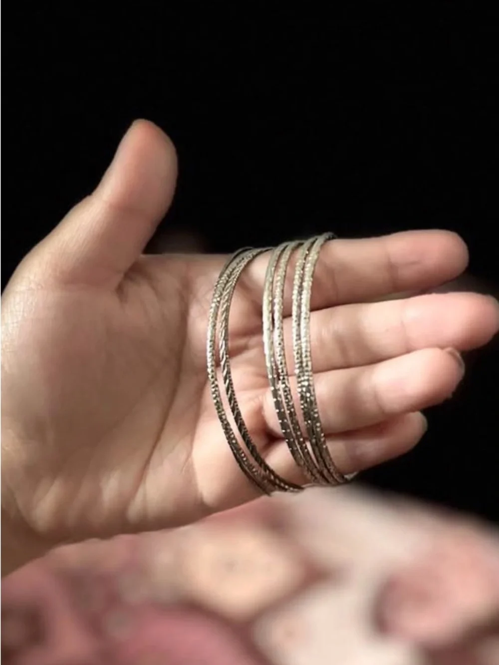Classic Silver-Tone Textured Bangle Set - Women